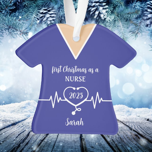 Personalised Nurse Blue Scrubs Christmas Ornament (Personalized Nurse Blue Scrubs Christmas Ornament
)