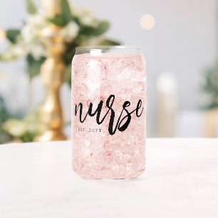 Personalised Nurse Brush Typography RN Graduation Can Glass