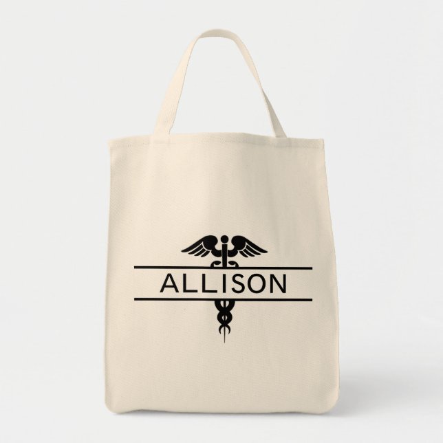 Personalised Nurse Caduceus Medical Tote Bag (Front)