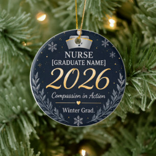 Personalised Nurse Cap Ornament 2026   Winter Grad