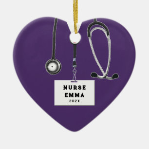 Personalised Nurse Christmas 2022 Collectable Cera Ceramic Tree Decoration