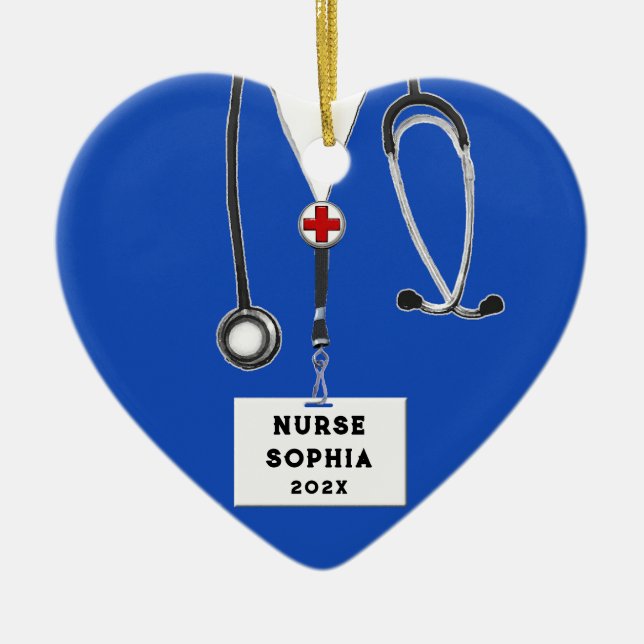 Personalised Nurse Christmas Collectable Ceramic Tree Decoration (Front)