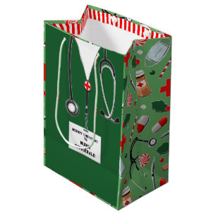 Personalised Nurse Christmas Holiday Medium Gift Bag