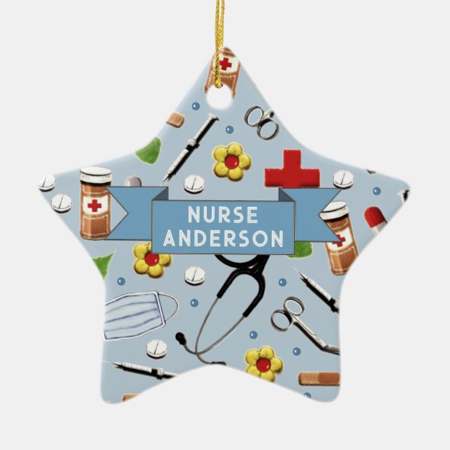 Personalised Nurse Collectable Ceramic Tree Decoration (Front)