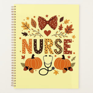 Personalised Nurse – Cute Pumpkin & Autumn Leaves  Planner