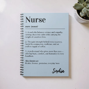 Personalised Nurse Dictionary Definition Blue Notebook