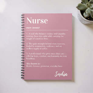 Personalised Nurse Dictionary Definition Pink Notebook