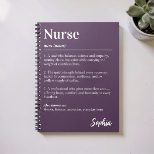 Personalised Nurse Dictionary Definition Purple Notebook