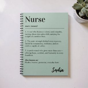 Personalised Nurse Dictionary Definition Sage Notebook