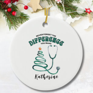 Personalised Nurse Doctor Medical Staff Christmas Ceramic Tree Decoration