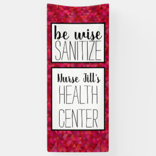 Personalised Nurse Door Decor , Red Pink Geometric Banner