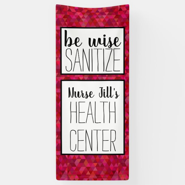 Personalised Nurse Door Decor , Red Pink Geometric Banner (Vertical)