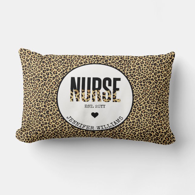 Personalised Nurse Est Cheetah RN Graduation Lumbar Cushion (Front)