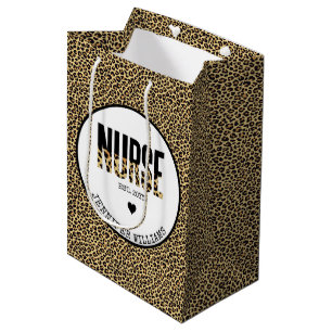 Personalised Nurse Est Cheetah RN Graduation  Medium Gift Bag