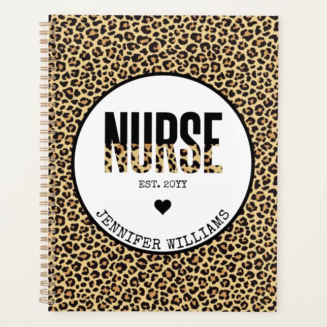 Personalised Nurse Est Cheetah RN Graduation Planner (Front)