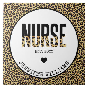Personalised Nurse Est Cheetah RN Graduation Tile