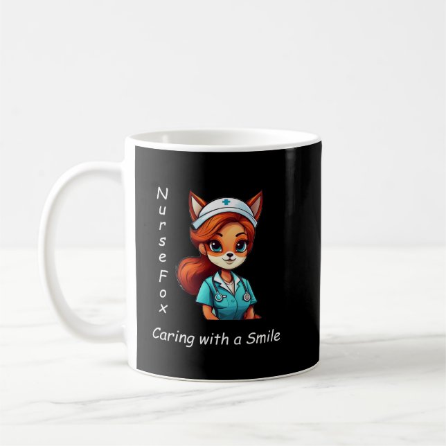 Personalised Nurse Fox Coffee Mug - Custom Name Gi (Left)