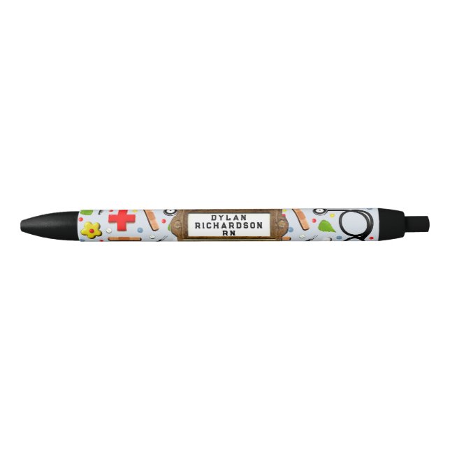 personalised nurse gift black ink pen (Front)