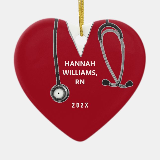 Personalised Nurse Gift Ceramic Tree Decoration (Front)