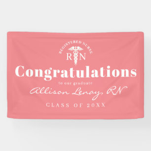Personalised Nurse Graduation Coral Pink Medical Banner