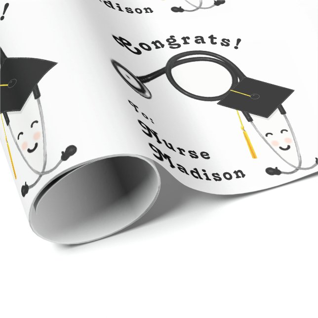 Personalised Nurse Graduation Gift Wrapping Paper (Roll Corner)