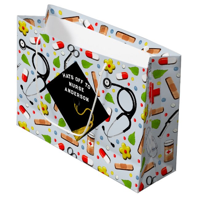 Personalised Nurse Graduation Large Gift Bag (Front Angled)