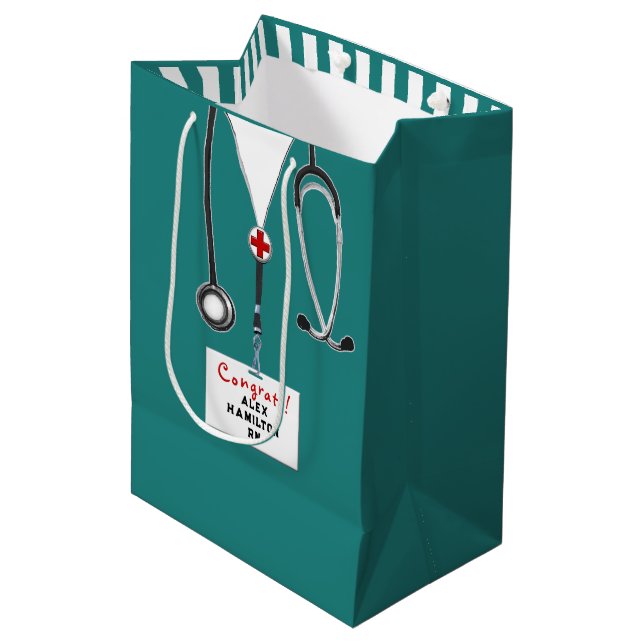 Personalised Nurse Graduation Medium Gift Bag (Front Angled)