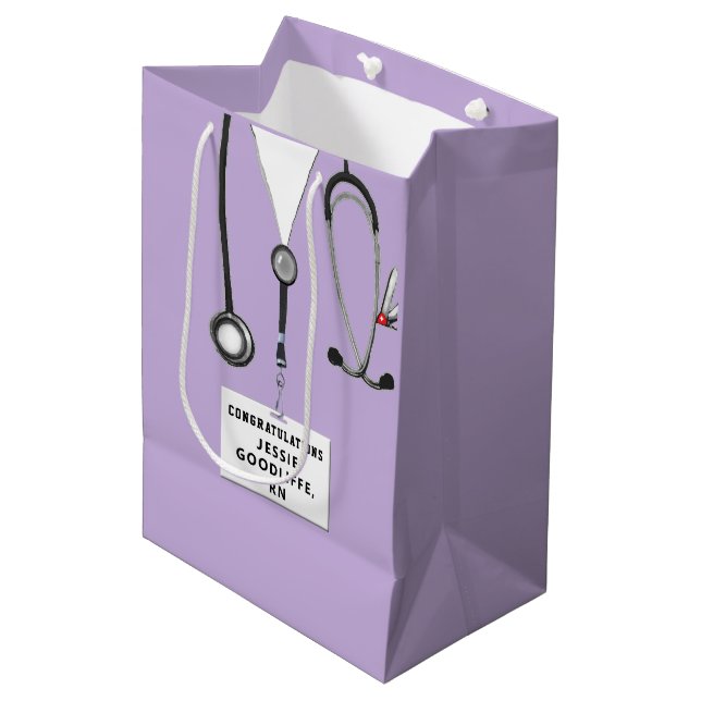 Personalised Nurse Graduation Medium Gift Bag (Front Angled)