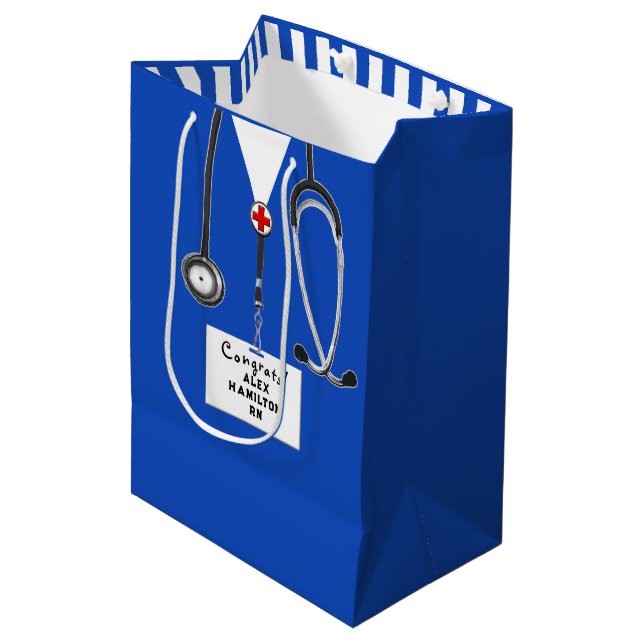 Personalised Nurse Graduation Medium Gift Bag (Front Angled)