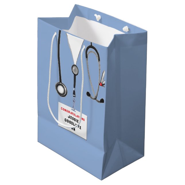 Personalised Nurse Graduation Medium Gift Bag (Front Angled)