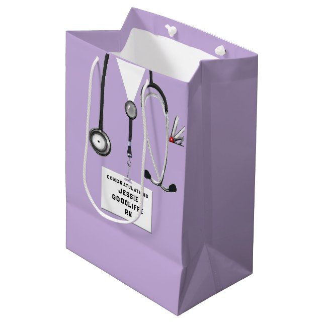 Personalised Nurse Graduation Medium Gift Bag (Front Angled)