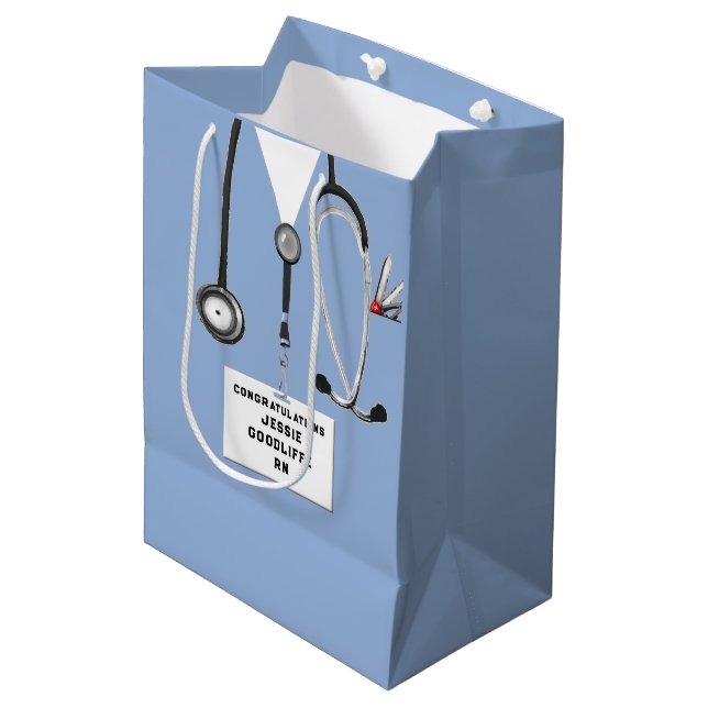 Personalised Nurse Graduation Medium Gift Bag (Front Angled)