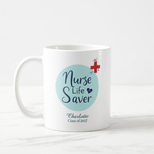 Personalised Nurse Graduation Name Gift Coffee Mug (Left)