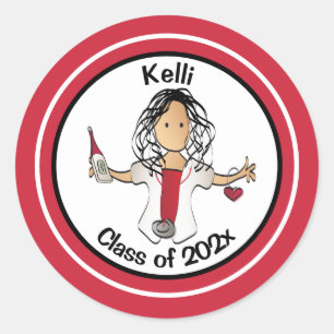 Personalised Nurse Graduation Party Decor Classic Round Sticker