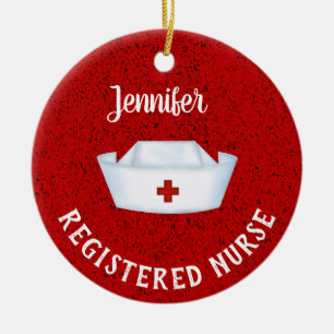 Personalised  Nurse Hat Ceramic Tree Decoration
