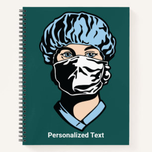 Personalised Nurse in Scrubs and Face mas Medical Notebook
