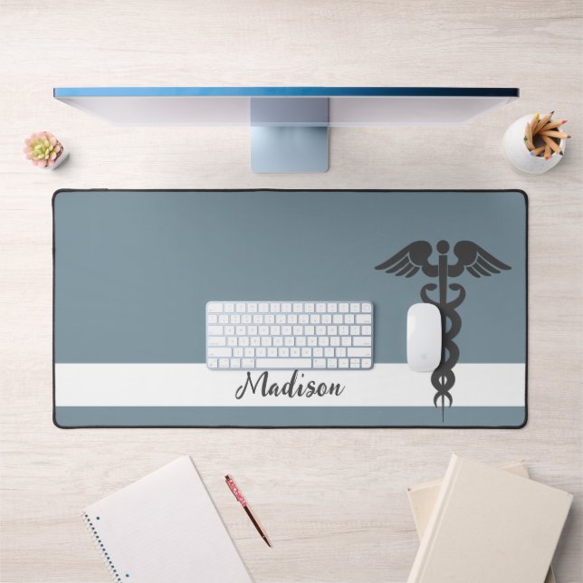 Personalised Nurse Medical Dusty Blue Name Desk Mat (Office 1)