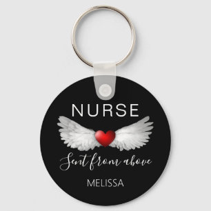 Personalised Nurse Medical Red Heart Love Key Ring