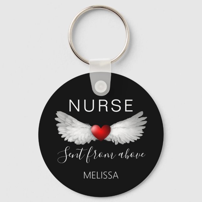 Personalised Nurse Medical Red Heart Love Key Ring (Front)
