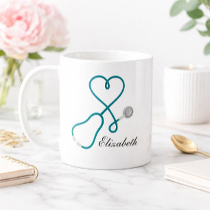 Personalised Nurse Mug with Heart Stethoscope
