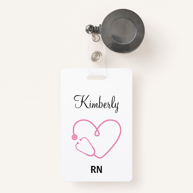 Personalised Nurse Name RN LPN Doctor Stethoscope ID Badge (Front with Retractable)