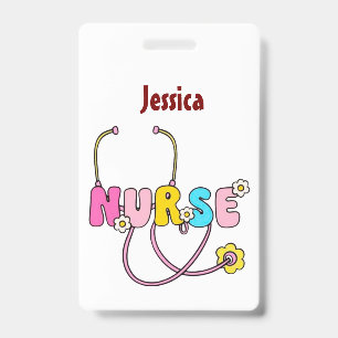 Personalised Nurse Name RN LPN Doctor Stethoscope ID Badge