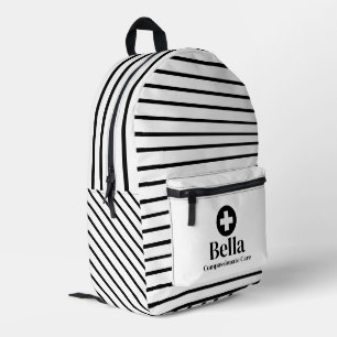 Personalised Nurse Name Stripe Printed Backpack