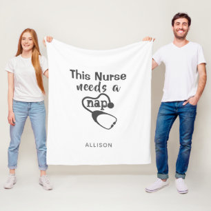 Personalised Nurse Needs a Nap Stethoscope White Fleece Blanket