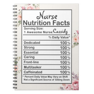 Personalised Nurse Nutrition Facts Floral Gift  Notebook