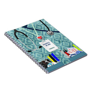Personalised Nurse Pockets Blue & Teal Notebook