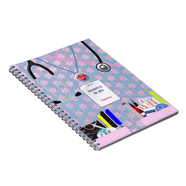 Personalised Nurse Pockets Pink & Lavender Notebook (Right Side)