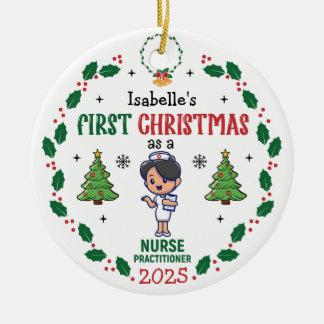 Personalised Nurse Practitioner First Christmas Ceramic Tree Decoration