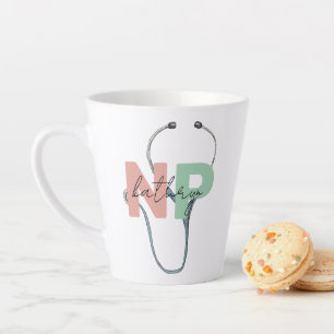Personalised Nurse Practitioner Retro NP Name Gift Latte Mug