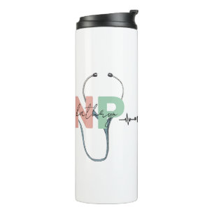 Personalised Nurse Practitioner Retro NP Name Gift Thermal Tumbler